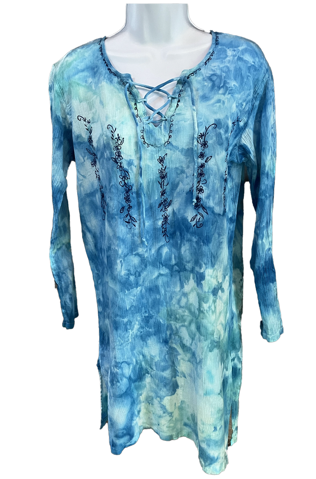 Gauzy Embroidered Beach Coverup - Tidal - Size S