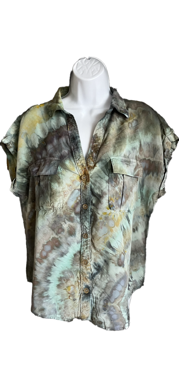 Tencel Safari Blouse - Succulent - Size L